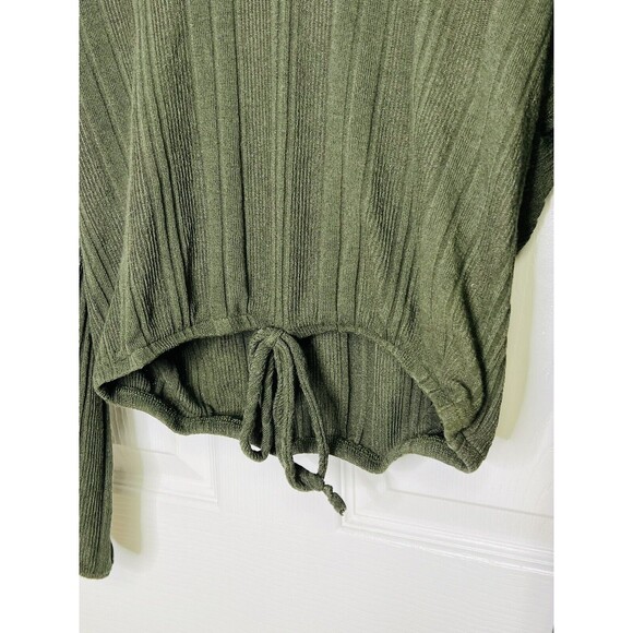 White Willow Women's Long Sleeve Ribbed Drawstring Hem Top Green XS Retail $78 - Picture 4 of 8